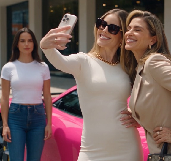Se burlaron de ella frente al Ferrari rosado sin saber que estaban posando junto a su propio auto